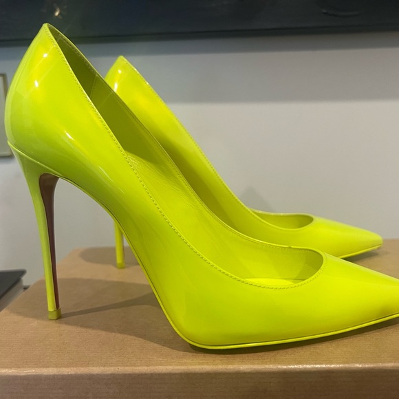 Kate 100 Christian Louboutin Neon Yellow size 38.5 - Picture 1 of 10